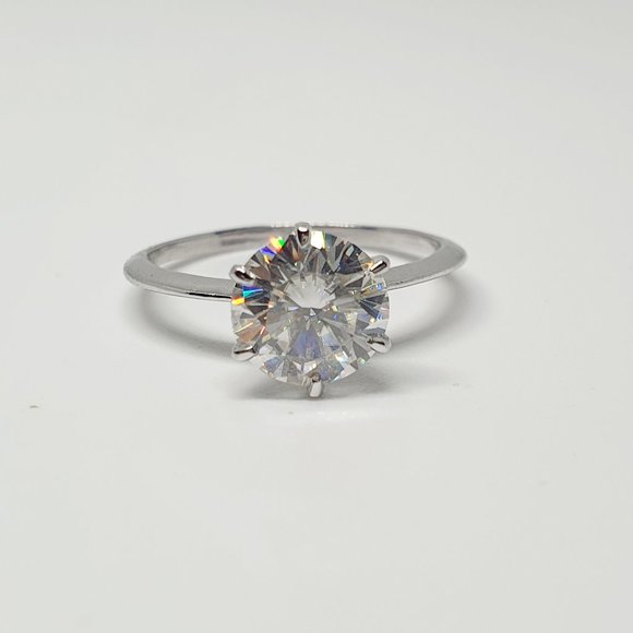 1.50Ct -7.5MM Round Moissanite  Ring In 14k Gold - Picture 2 of 7